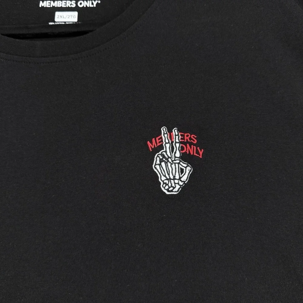 Members Only skeleton hand graphic t-shirt men's 2XL black cotton streetwear